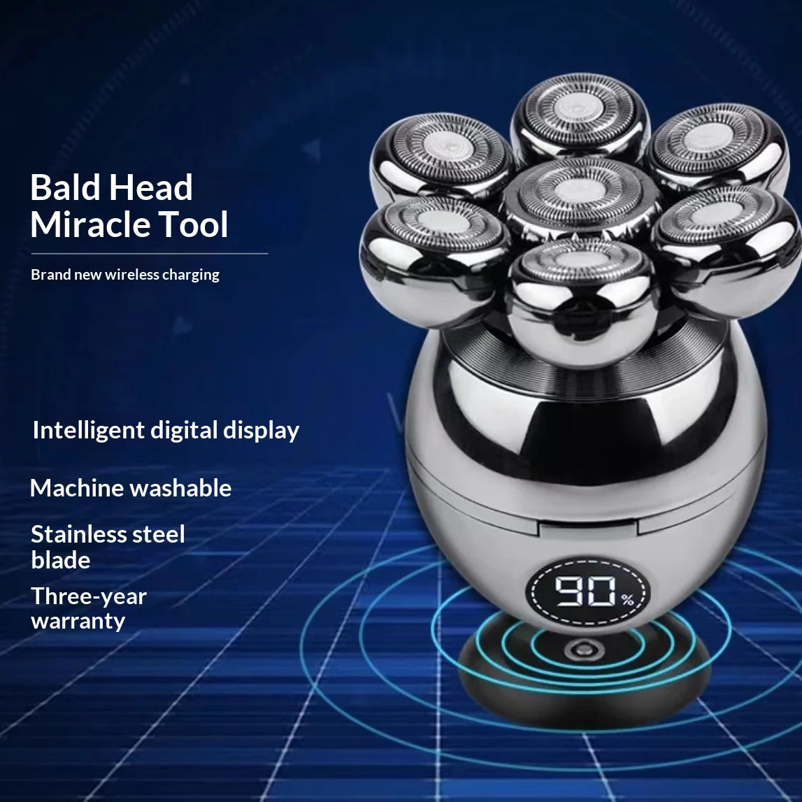 New 7-Blade Electric Shaver Rechargeable Razor for Men, Professional Hair Cutting Tool, Multi-Function Beard Trimmer