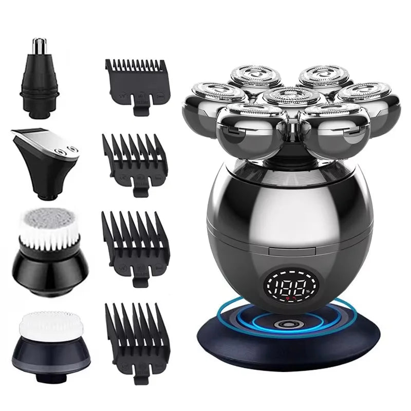New 7-Blade Electric Shaver Rechargeable Razor for Men, Professional Hair Cutting Tool, Multi-Function Beard Trimmer
